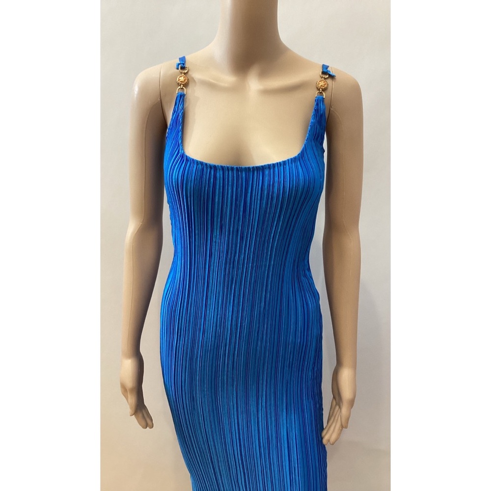 VERSACE STARFISH STRAP PLISSE MIDI DRESS - Picture 4 of 8